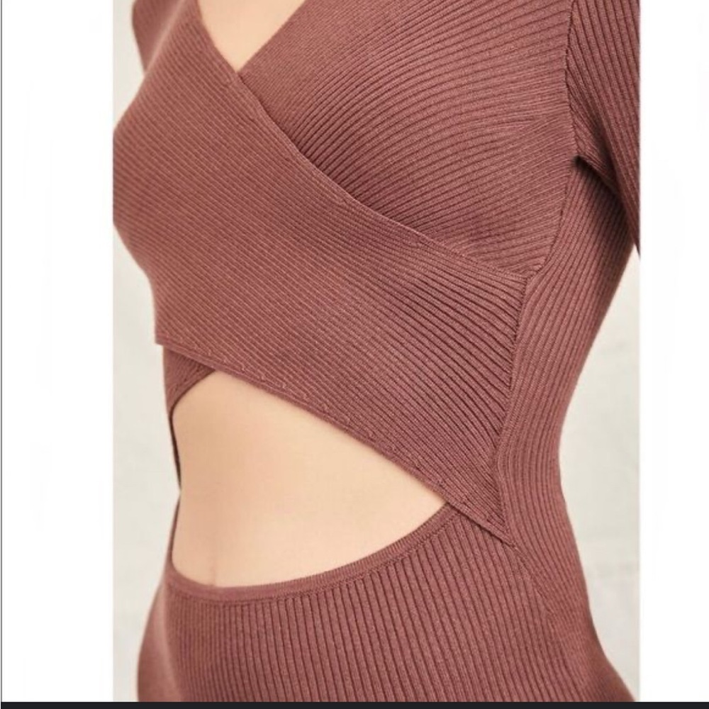Forever 21 Womens Stylish Surplice Wrap Bodycon Knit Midi Dress